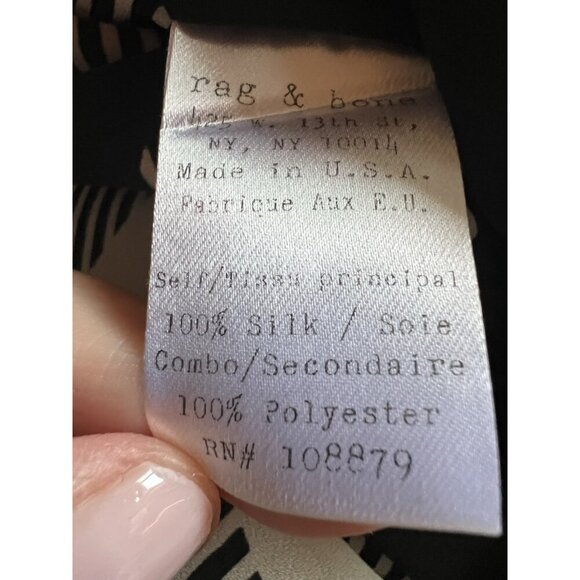 Rag & Bone silk forest green cream houndstooth plaid sheer sleeveless blouse L - Picture 6 of 11